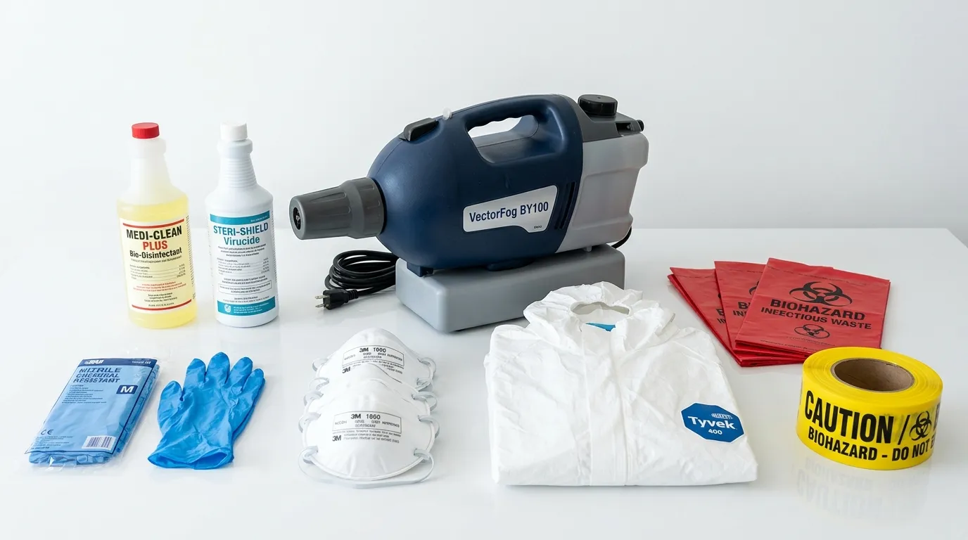 Professional biohazard remediation crew working in Melrose